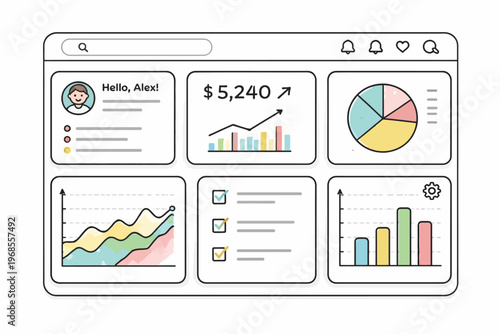 Interactive dashboard displaying financial growth and analytics with graphs and charts