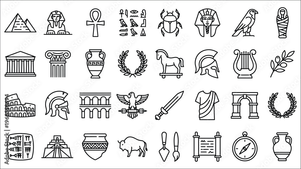 Fototapeta premium Ancient egypt history and archaeological symbols