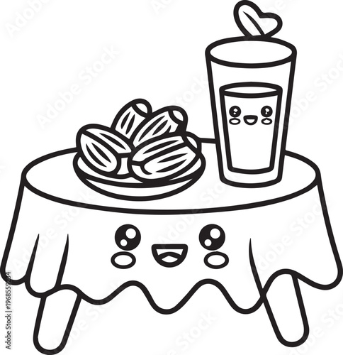 Dates and water for iftar meal a table setting for breaking fast during ramadan holy month of islam