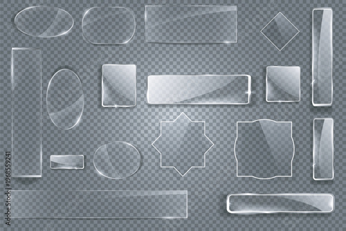 set of Light glass box frame with neon effect for ux icon. glitch abstract background glossy border technology ui shape design.Vector illustration Eps10.Ai.PNG icon