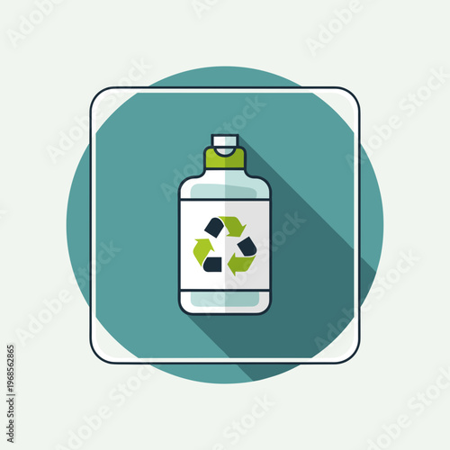 recycling bottle flat icon, environmental blogs, green energy websites, waste management infographics, ecology awareness campaigns, sustainable packaging design, with copy space