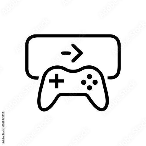 A minimalist vector graphic of a game controller with a text box