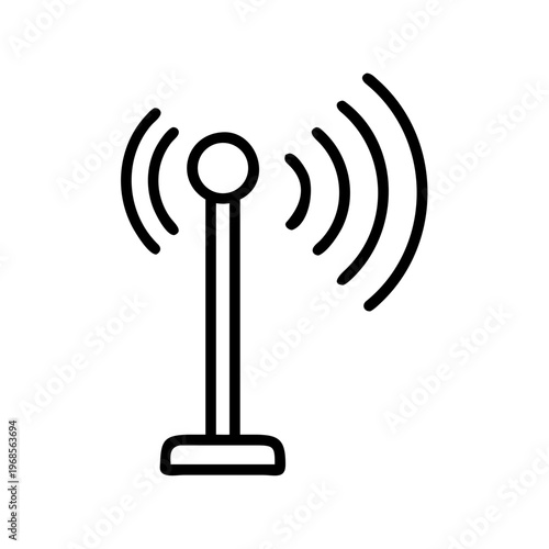 A simple black line art icon of a wireless signal transmitter