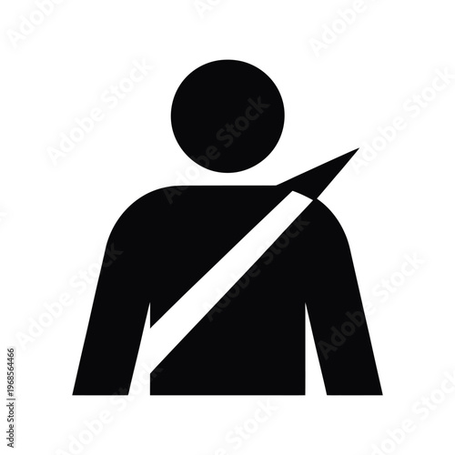 Safety belt icon, person with seatbelt vector illustration, mandatory protection for travel and vehicle security concept.