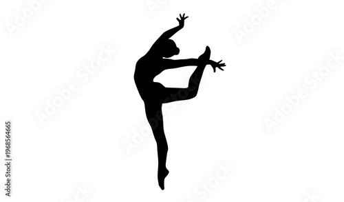 Female Gymnast Silhouette – Graceful Sports Movement Vector Illustration