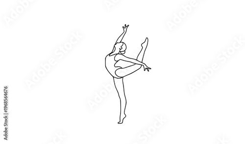 Minimal Gymnast Icon – Female Athletic Motion Outline Vector Symbol