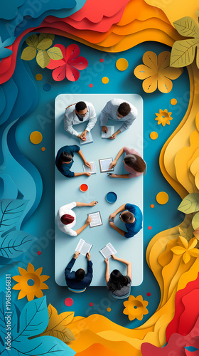 Creative 3D paper cut illustration of a person standing inside a giant glowing lightbulb against a bright blue sky with colorful paper waves and clouds, symbolizing startup innovation and ideas.