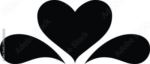Stylized black heart illustration with two elegant flourishes a versatile graphic element for expressing love care and passion