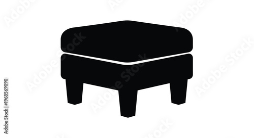 Simple black ottoman design with clean lines a stark silhouette