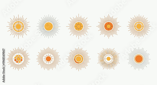 Collection of Ten Abstract Floral Sunburst Designs.