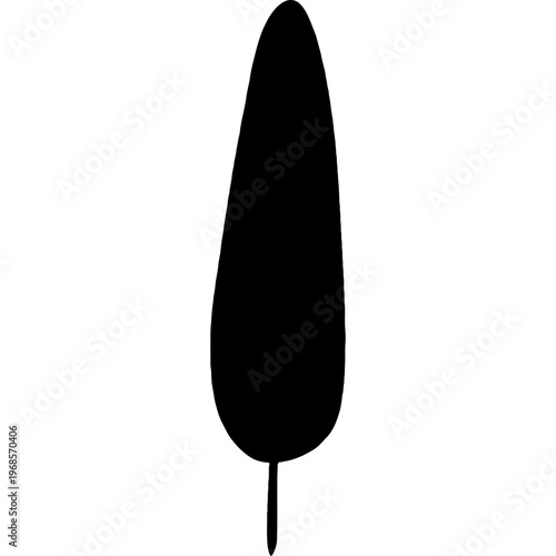 Italian cypress tree silhouette black vector icon of Mediterranean nature and landscape element
