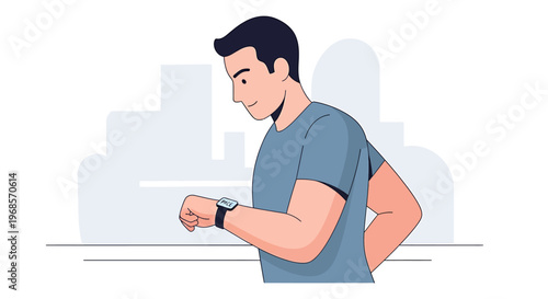 Man checking smartwatch illustration technology time monitoring application modern design