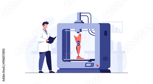 Medical professional using 3 d printer to create prosthetic limb