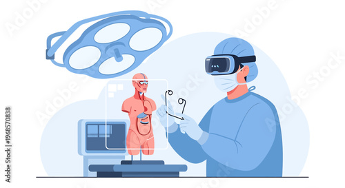 Medical professional using virtual reality simulation of human anatomy