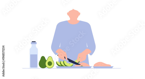 Person preparing food illustration flat design cooking vegetables healthy eating concept