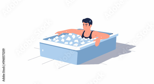 Person relaxing in cooling tub