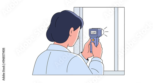 Person using light meter measuring brightness illuminated scene