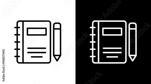 Notebook White Icon Set Design