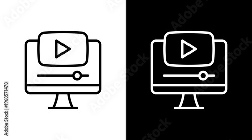 Online Course White Icon Set Design