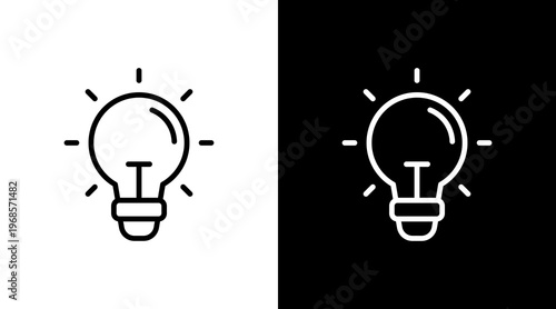 Light Bulb White Icon Set Design