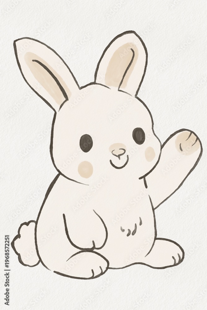 Obraz premium Cute Watercolor Bunny Rabbit Hand Painted Woodland Animal Nursery Clipart On White Paper