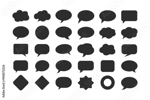 Variety of vector speech bubbles and thought clouds in different shapes and sizes