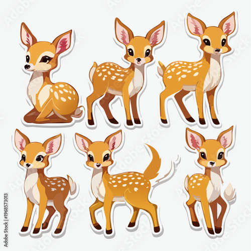Rehkitz als Sticker Set – verschiedene Posen
