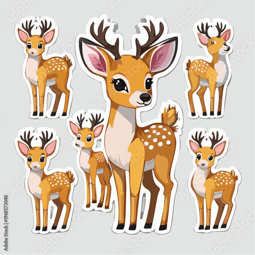 Rehkitz als Sticker Set – verschiedene Posen