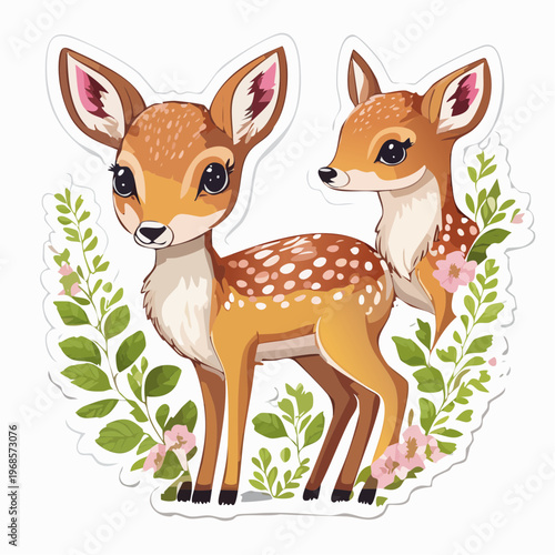 Rehkitz als Sticker Set – verschiedene Posen