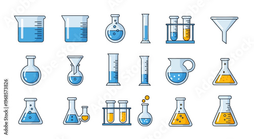 Collection of laboratory glassware and equipment.