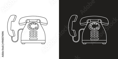 vintage rotary telephone handset and dialer isolated vector illustration