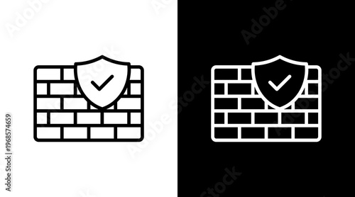 Firewall White Icon Set Design