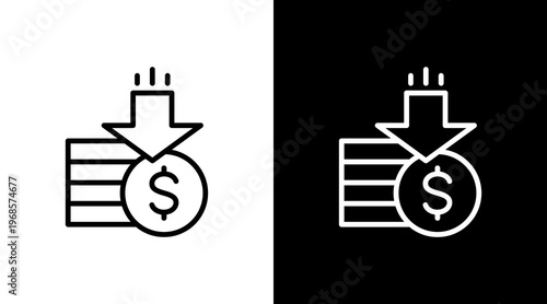 Financial Loss White Icon Set Design