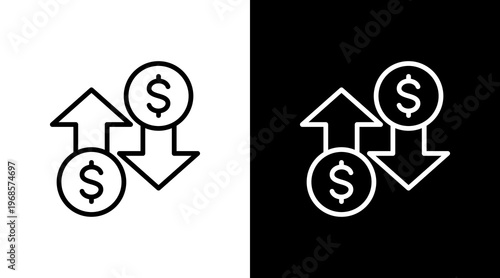 Currency Fluctuation White Icon Set Design