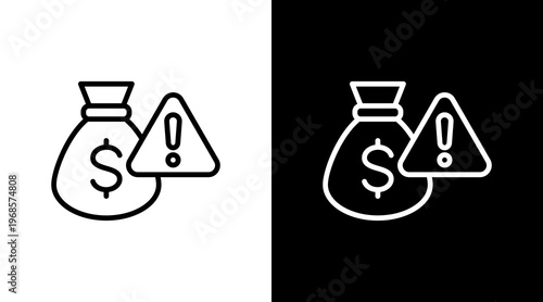 Financial Risk White Icon Set Design