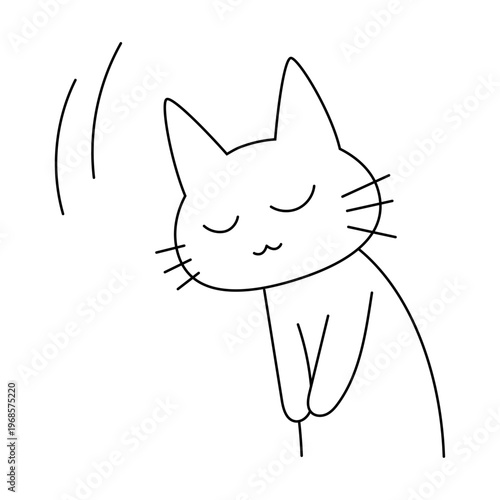 お辞儀をする白猫キャラクター 丁寧なあいさつを表すかわいいシンプルなイラスト