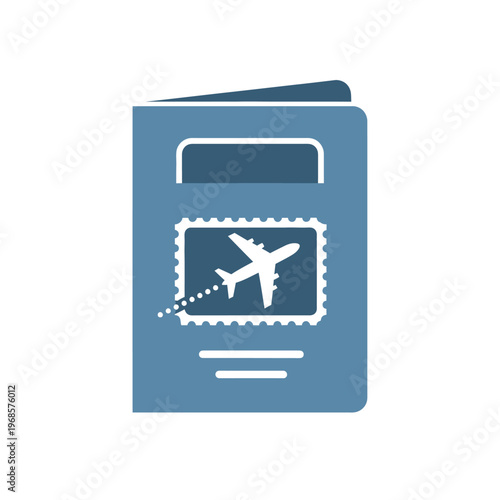Blue Passport with Airplane Stamp.