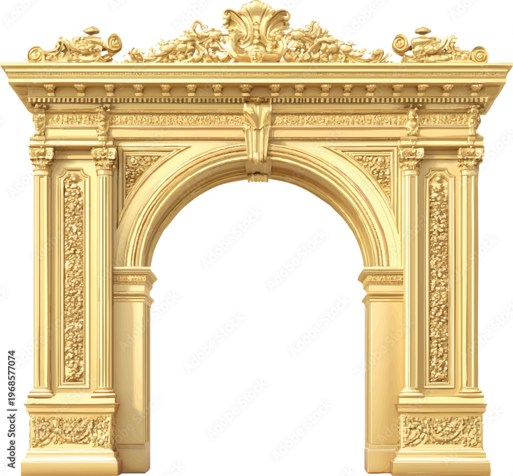 Obraz premium a golden european-style arch with classical architectural element.