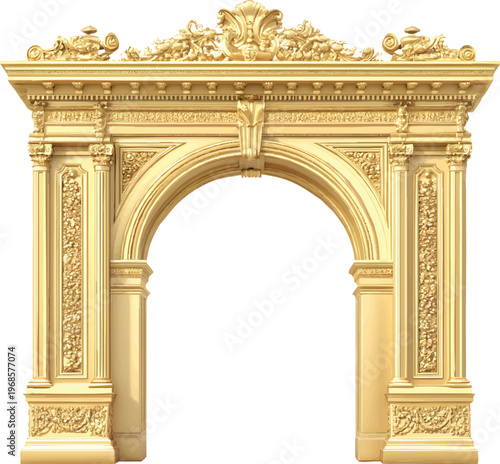 a golden european-style arch with classical architectural element.