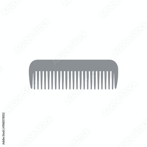 Flat, simple grey comb with rounded handle and evenly spaced teeth