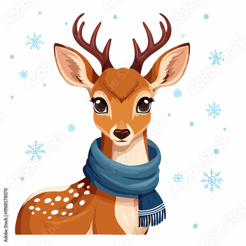 Rehkitz mit Schal im Winter – saisonal