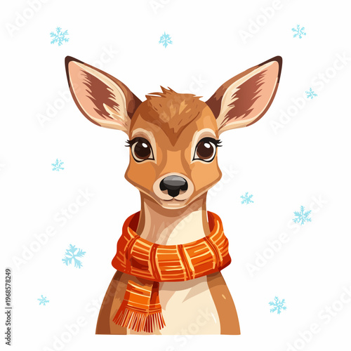 Rehkitz mit Schal im Winter – saisonal