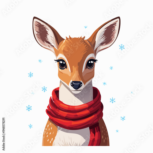 Rehkitz mit Schal im Winter – saisonal