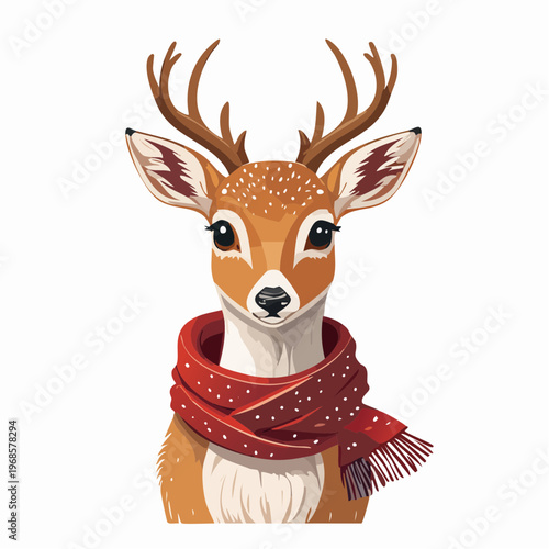 Rehkitz mit Schal im Winter – saisonal