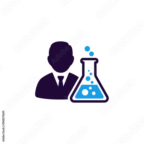 Scientist Man with Flask Icon - Science Research and Innovation