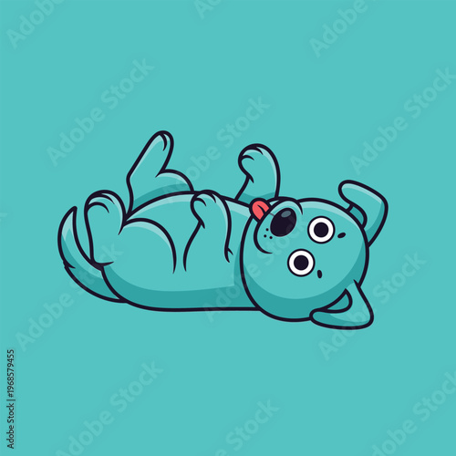 Cute Blue Dog Rolling on Back Playful Pose.