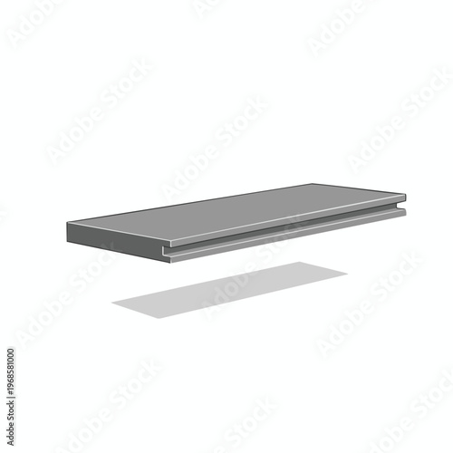 Gray rectangular beam with recessed groove, casting a shadow