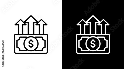 Profit Increase White Icon Set Design