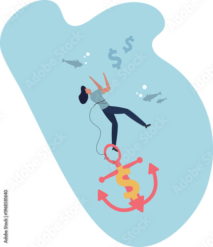Sunk cost investment problem, cost that already been incurred and effect investing decision, psychology or money loss aversion concept.person's life situation and his activities.