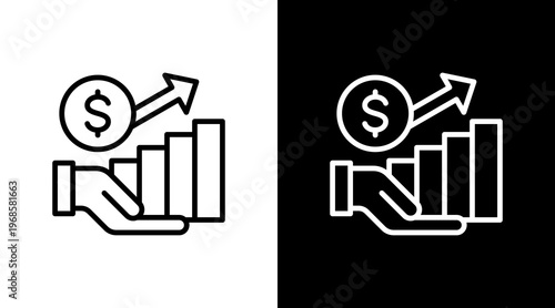 Market Growth White Icon Set Design